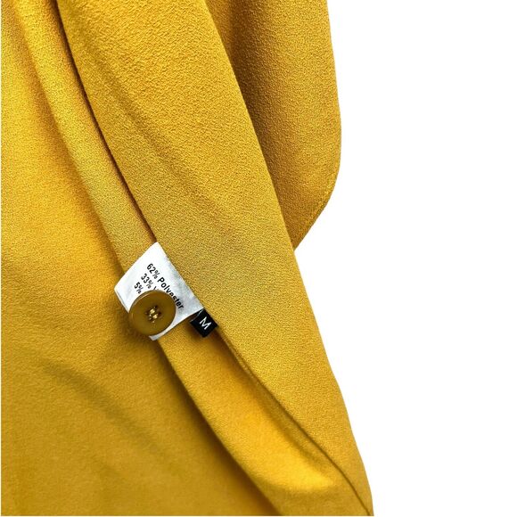 Rodebjer Womens Drap Blazer‎ Collarless Open 3/4 Sleeve Mustard Yellow Sz M - Picture 4 of 6